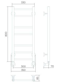 Водяной полотенцесушитель Larusso Джаз премиум П7 30x80см хром 4670078535627