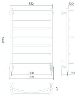 Электрический полотенцесушитель Larusso Евромикс П7 50x80см белый матовый 4670078536471