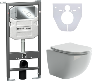 Комплект с инсталляцией Ceramica Nova CN3009_1001CH_1000 унитаз Forma CN3009 крышка-сиденье с микролифтом и инсталляция Envision CN1001CH с кнопкой смыва хром Round