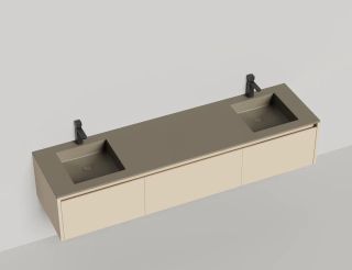 Подвесная тумба Salini Domino 27D120DIN 200см эмаль гладкий фасад для двух встраиваемых раковин