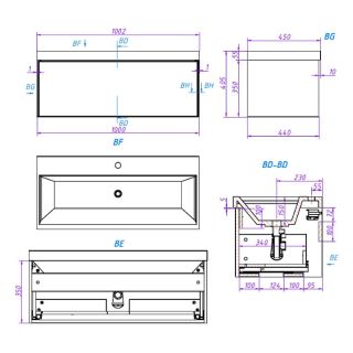 Тумба под раковину La Fenice Simpla FNC-01-SIM-C-100 Бежевая матовая 100 см