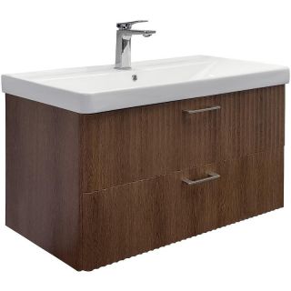 Тумба с раковиной Comforty Ангара 90 00-00021037 подвесная Дуб темно-коричневый