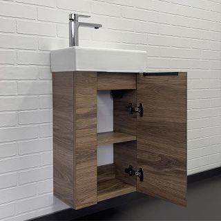 Тумба с раковиной Comforty Асти 40 00-00015420 подвесная Дуб темно-коричневый