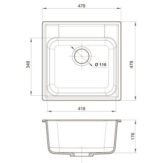 Мойка кухонная Reflexion Etude 53-WH RF0353WH белый