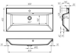 Раковина из искусственного мрамора Art&Max 90см AM-LAV-900-MR-FА