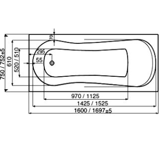 Акриловая ванна Roca Uno 160х75 ZRU9302869