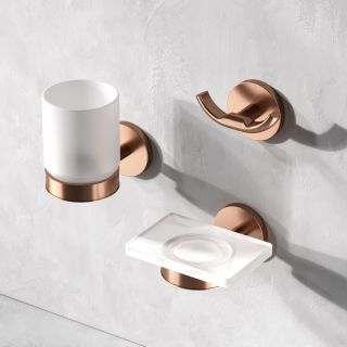 Стеклянная мыльница с настенным держателем AM.PM X-Joy A85A34244 розовое золото