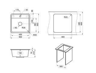 Мойка кухонная Granula Standart 5001, БАЗАЛЬТ