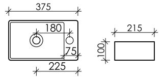 Раковина Ceramica Nova Element CN5007 отверстие под смеситель справа 38см белый