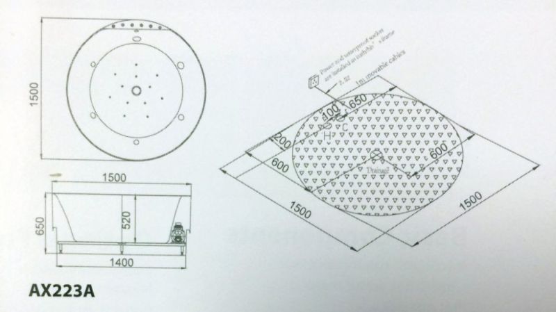 Ванна SSWW AX223A 150x150 с гидромассажем