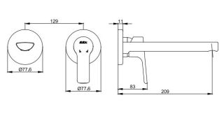 Встраиваемый смеситель для раковины E.C.A. Luna 102167606EX-YY хром