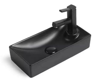 Раковина накладная SantiLine SL-2009LMB 40см левая чёрный матовый