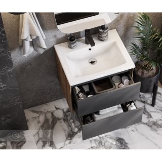 Тумба под раковину Акватон Сохо 60см дуб веллингтон/графит 1A258001AJA00