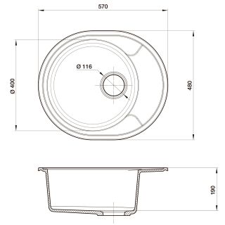 Мойка кухонная Reflexion Allonge 58-GR RF0658GR серый