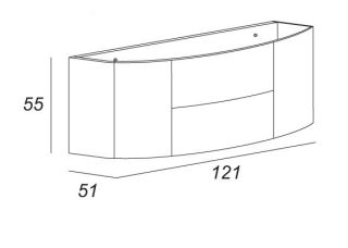 База под раковину Cezares с двумя выдвижными ящиками и двумя распашными створками, 54407 Grigio talpa opaco, 121x51