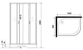 Душевая кабина Niagara NG-3312-14LBKG с гидромассажем 120x80см серебро/матовое
