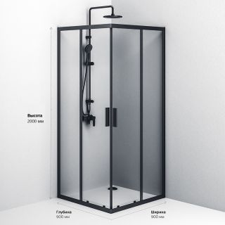 Душевой уголок Am.Pm Gem S 90x90см чёрный матовый W93G-403-090BT