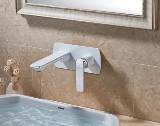 Встраиваемый смеситель для раковины Rose R1341F белый/хром