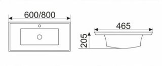 CeramaLux N NYJ851-60 Раковина встраиваемая 60см