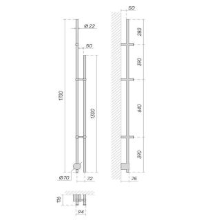 Электрический полотенцесушитель Broner Bruno Due BRD.094.170.0000.G 170 см с кнопкой золото