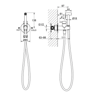 Гигиенический душ со смесителем Timo Saona 2337/13SM никель матовый
