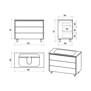 Напольная тумба под раковину Brevita Elche УТ000023946 101.2 см серый