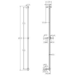 Полотенцесушитель электрический Margaroli Arcobaleno 516 Switch box Brushed matt metal black PO 154x10 см чёрный хром шлифованный