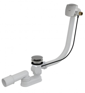 Слив-перелив для ванны AlcaPlast с напуском воды через перелив для ванн с толстыми стенами 57см хром  A565CRM1