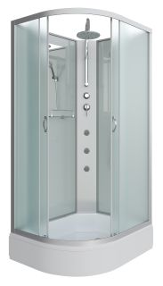 Душевая кабина Niagara NG-33084-14RBKTG с гидромассажем 100x80см серебро/матовое