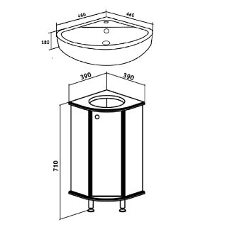 Тумба под раковину Runo угловая (под умывальник Элегия ) Браво 40 (00000000947)