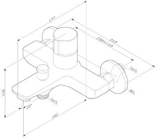Смеситель для ванны и душа Am.Pm X-Joy TouchReel чёрный матовый F85A10522