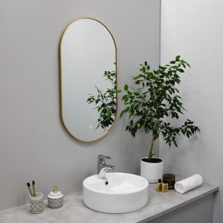 Зеркало FIXSEN с подсветкой LED овальное 50х90 см золото-сатин (FX-3090G)