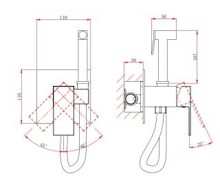 Гигиенический душ со смесителем DQ Bayern.Liszt DA1514505 чёрный