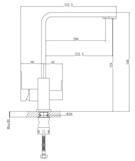 Смеситель для кухни Haiba HB76803-7 с подключением фильтра питьевой воды чёрный матовый