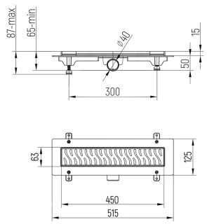 Душевой лоток Paini Harmony CH450HN с рамкой 45см хром глянец