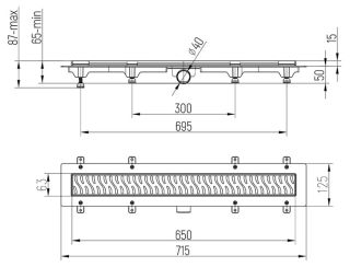 Душевой лоток Paini Harmony CH650HN с рамкой 65см хром глянец