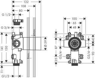 Скрытая часть верхнего душа Hansgrohe Citterio E 36770180