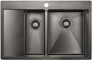 Мойка кухонная Paulmark Union PM537851-GMR правая воронёная сталь