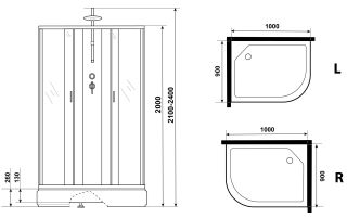 Душевая кабина Niagara NG-33094-14LBKT 100x90см серебро/матовое