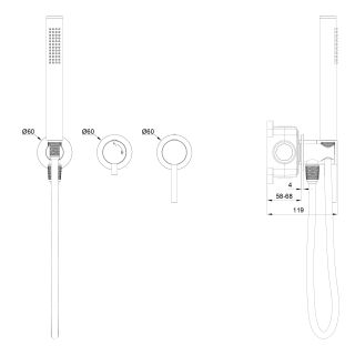 Встраиваемый смеситель для душевой системы Wonzon & Woghand Stick WW-838017-CR хром