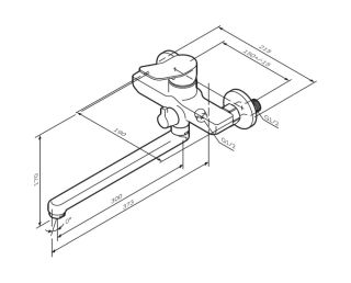Смеситель Am.Pm X-JOY F85A90000 ванны и душа с длинным изливом