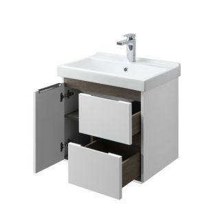 Тумба под раковину Акватон Рене 60см белый/грецкий орех 1A258501NRC80