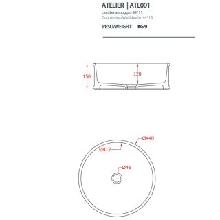 Раковина ArtCeram Atelier ATL001 01 00 белая 44 см
