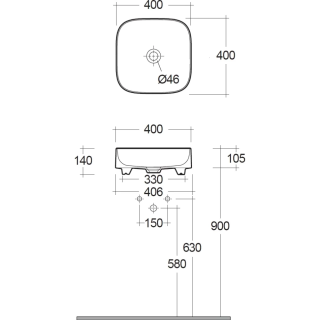 Раковина Kludi Resa C 58CW30O2 40 см светло-серый матовый