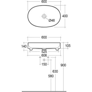 Раковина Kludi Resa O 58CW2043 60 см белый