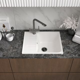 Мойка кухонная Reflexion Plato 57-WH RX1457WH белый