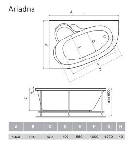 Акриловая ванна Relisan Ariadna 160x105 L Гл000000535 без гидромассажа