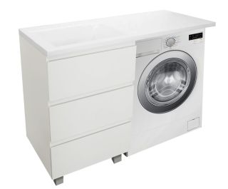 Напольная тумба под раковину Эстет Dallas Luxe ФР-00001921 Л/П 120см три ящика белый