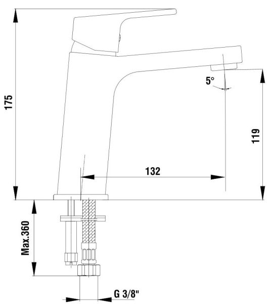 Смеситель для раковины E.C.A. Tiera 102108989C1EX чёрный