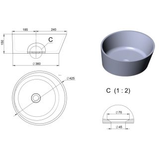 Раковина Holbi Almatea 42см белый цветной матовый 1.02.002.11.2